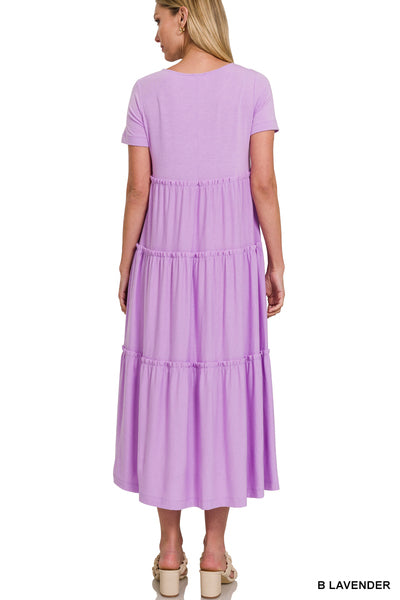 Short Sleeve Tiered Midi Dress {READY TO SHIP}