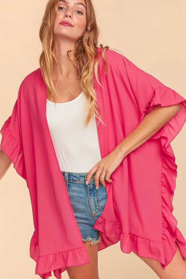 Fuchsia Crepe Kimono