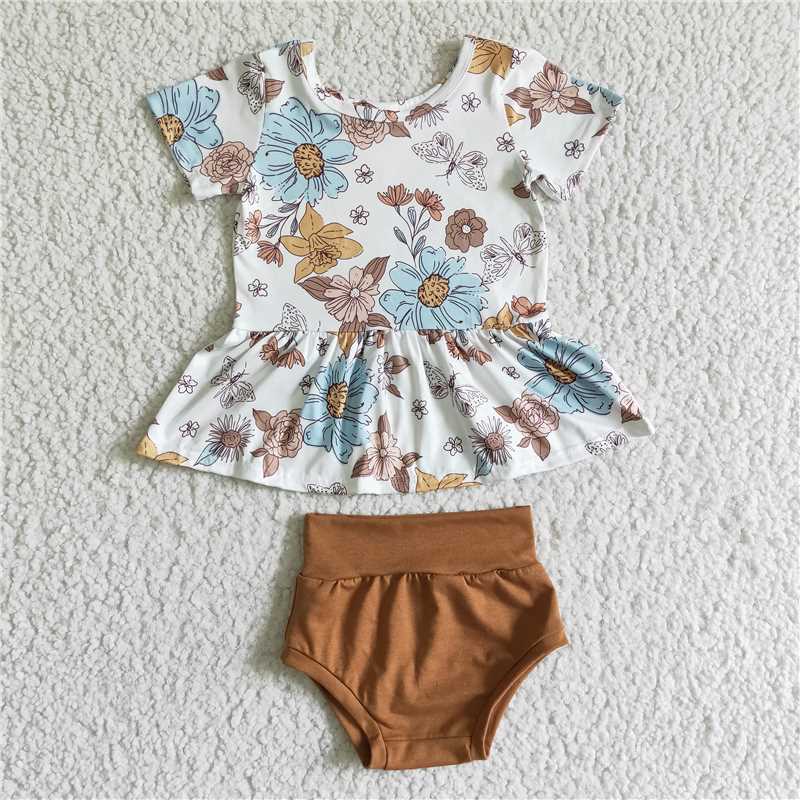 Floral Peplum and Bummie Set