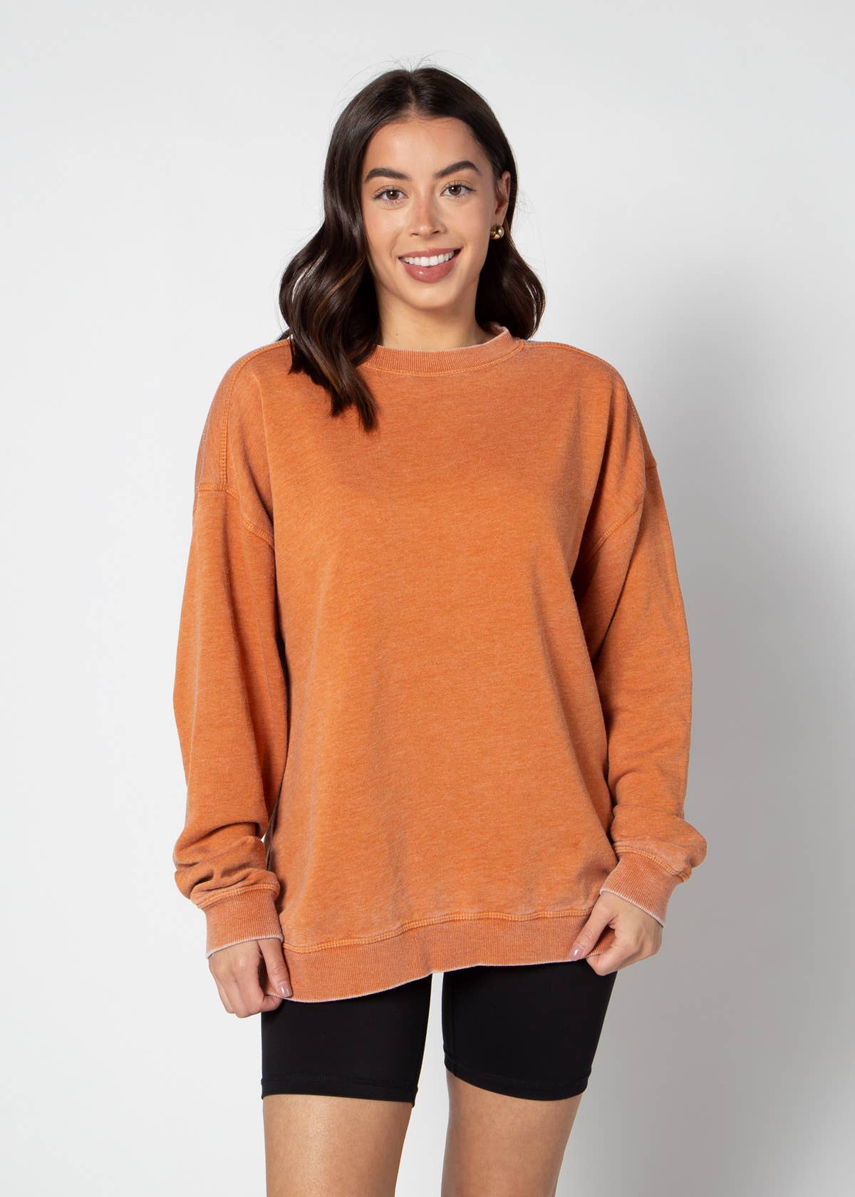 Burnt Orange Burnout Crew Sweatshirt