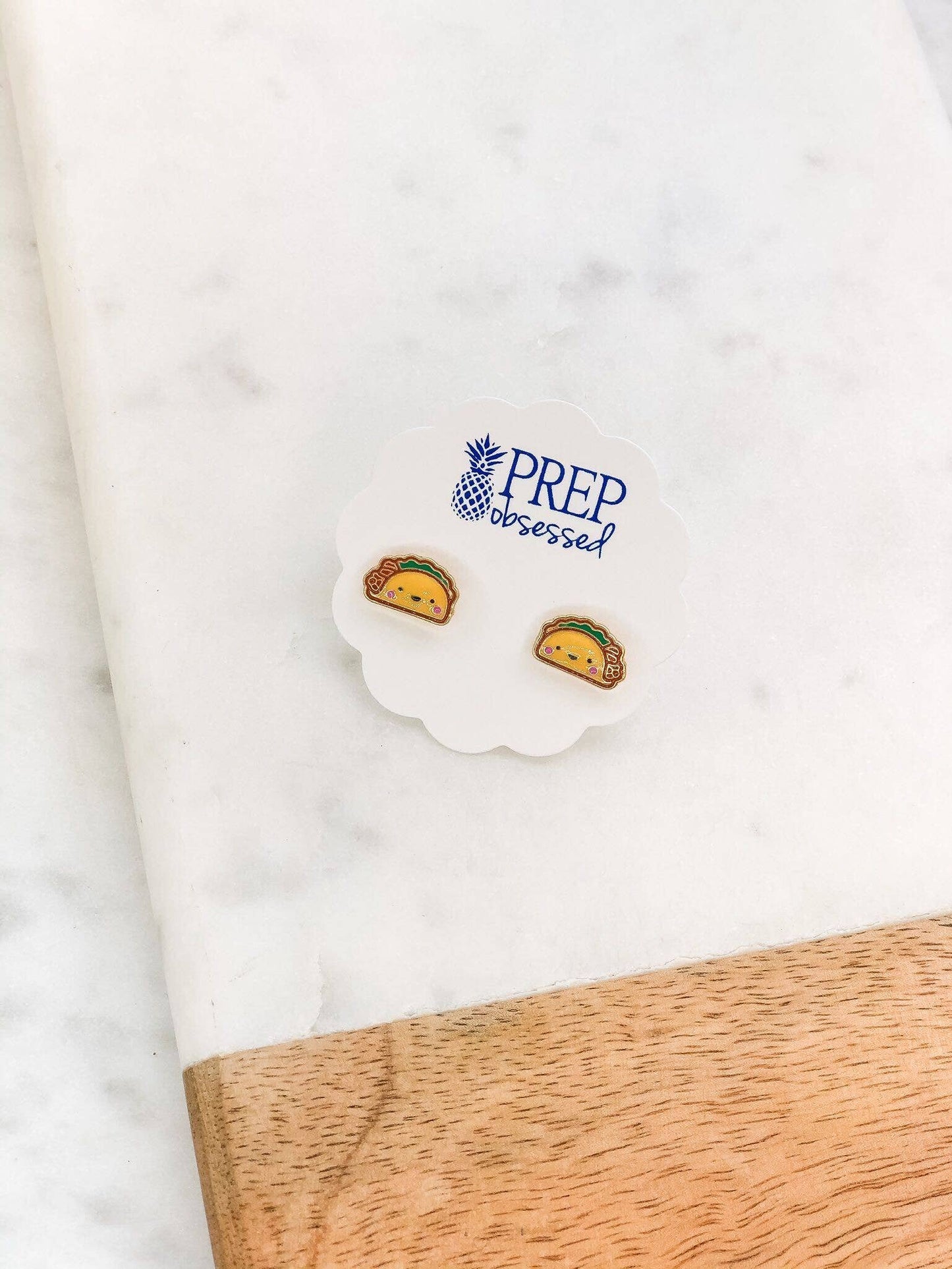 Smiling Taco Signature Enamel Studs - Salt Threads