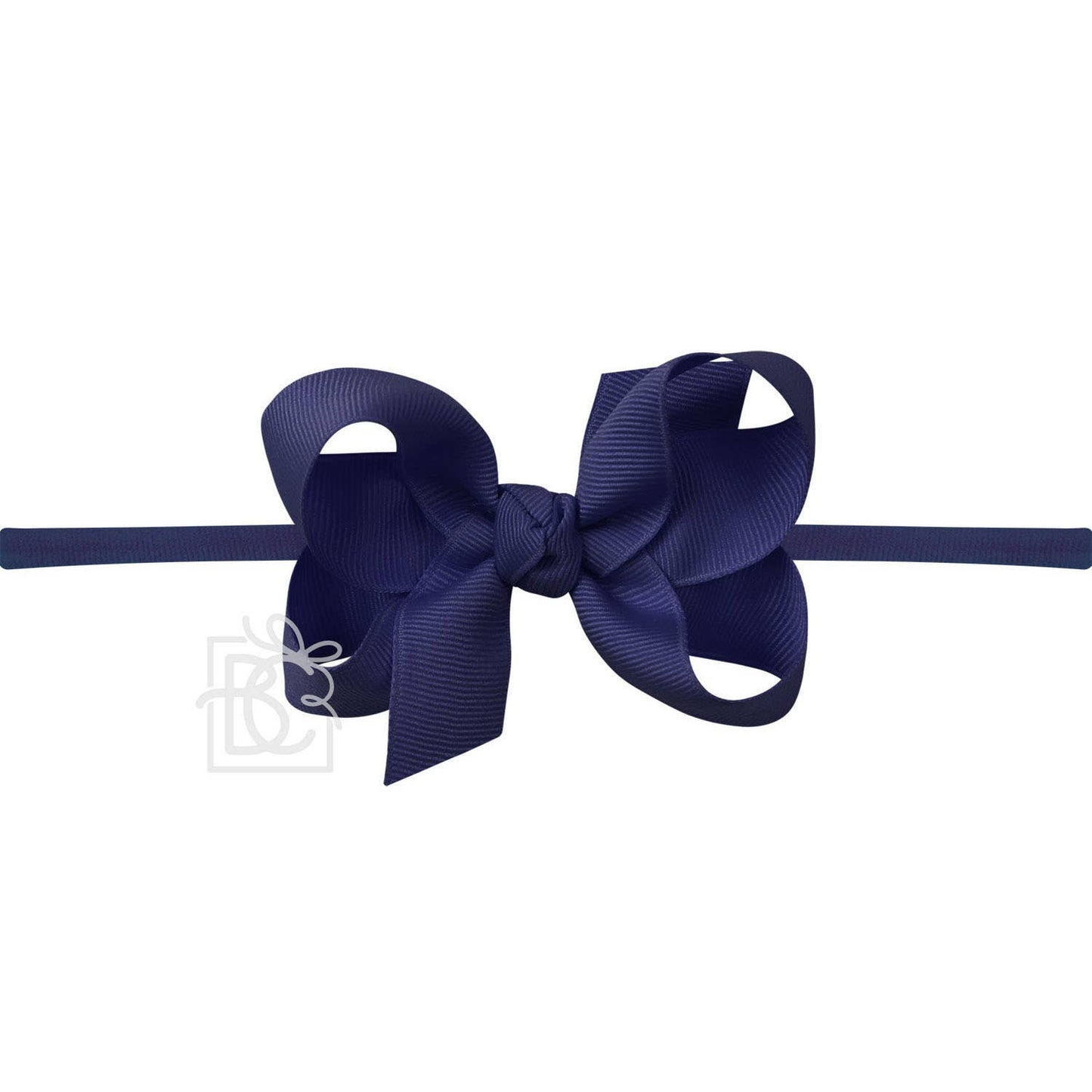Navy 1/4" PANTYHOSE HEADBAND W/SIGNATURE GROSGRAIN BOW