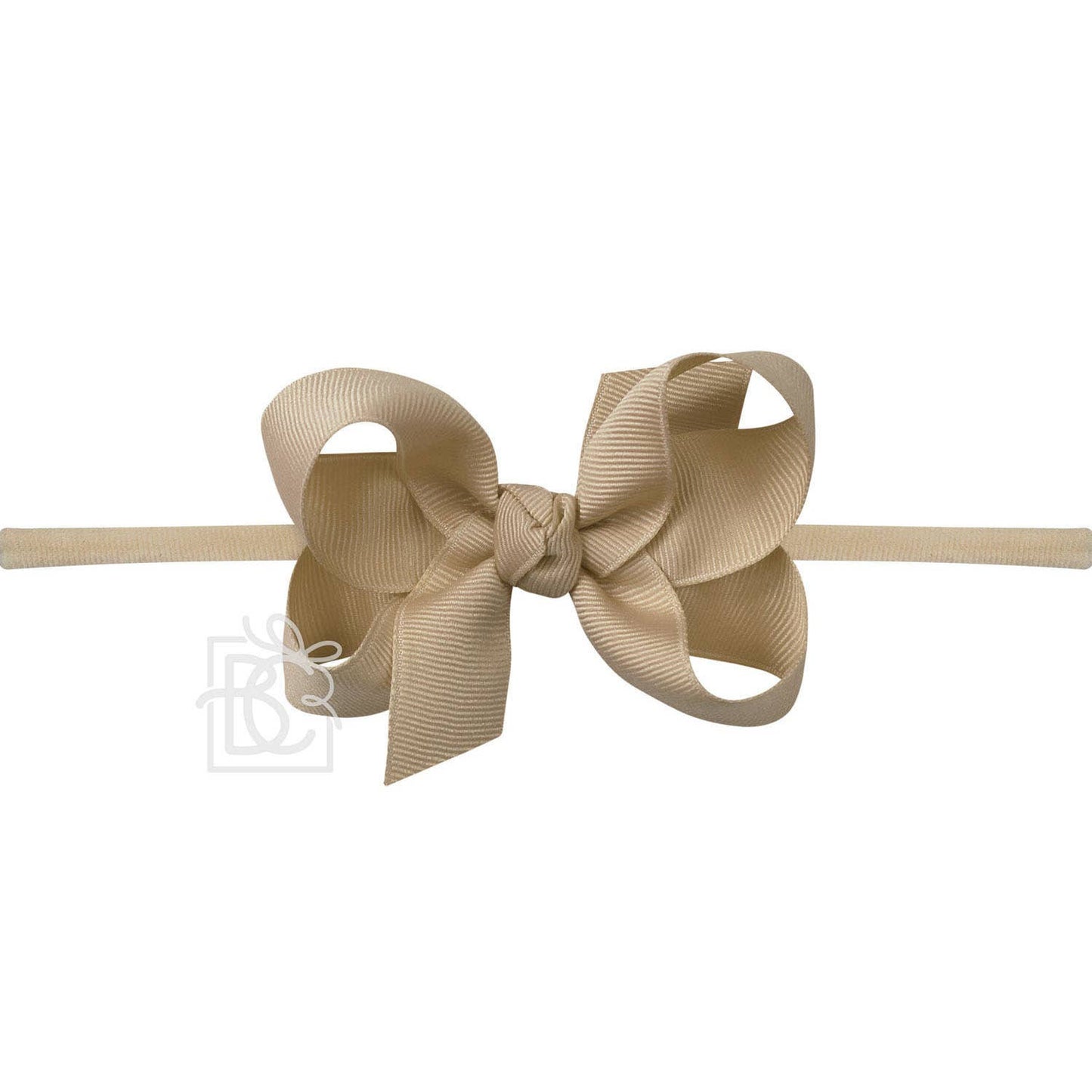Oatmeal 1/4" PANTYHOSE HEADBAND W/SIGNATURE GROSGRAIN BOW