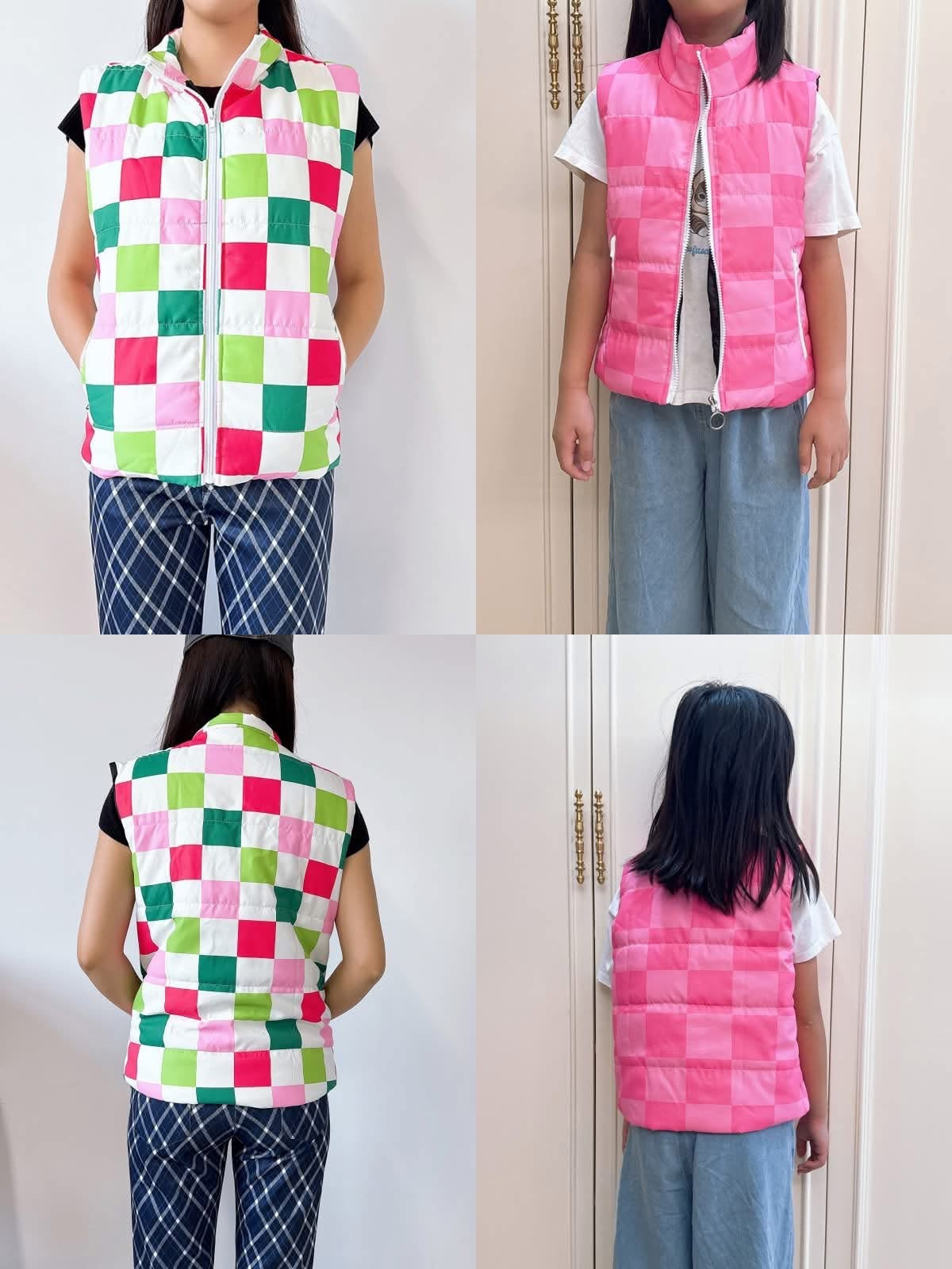 Pre-Order: Kid Checkered Cozy Puffer Vests