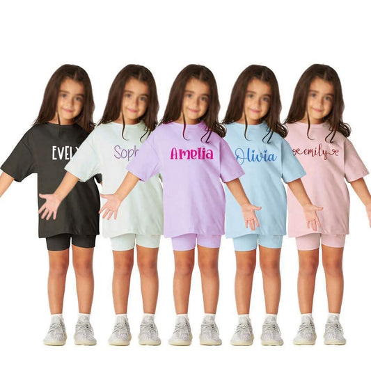Pre-Order: Personalized Name Kids Biker Shorts Sets