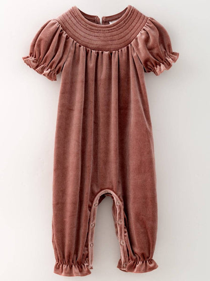 Ready to Ship: Classic Smocked Holiday Velvet Infant Romper