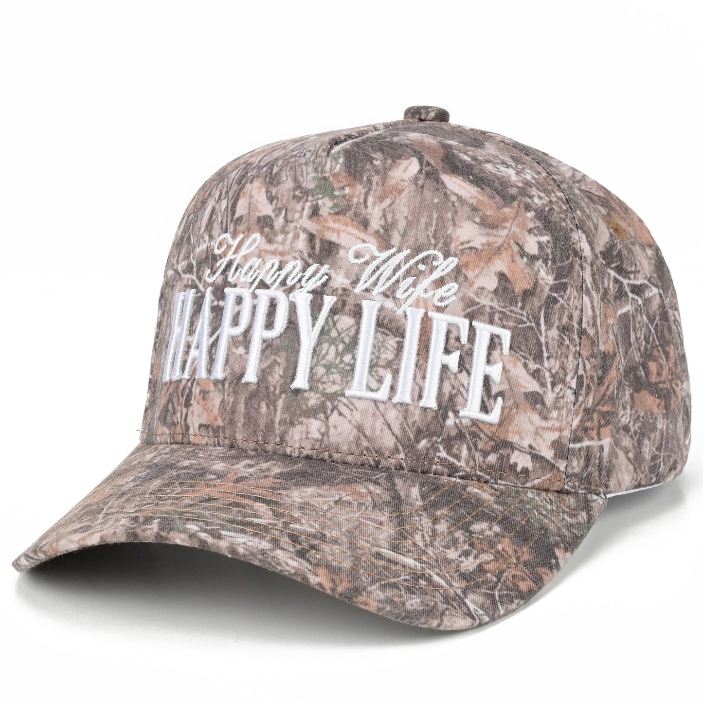 Ready to Ship: C.C HAPPY WIFE HAPPY LIFE Letter on Two Tone Trucker Hat - Salt Threads