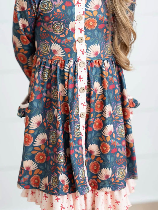 Pre-Order: Fall Floral Bow Tie Dress