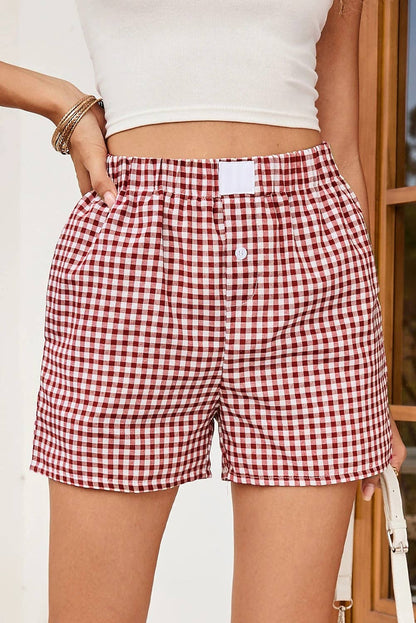 Ready to Ship: Gingham Plaid High Waist Summer Shorts