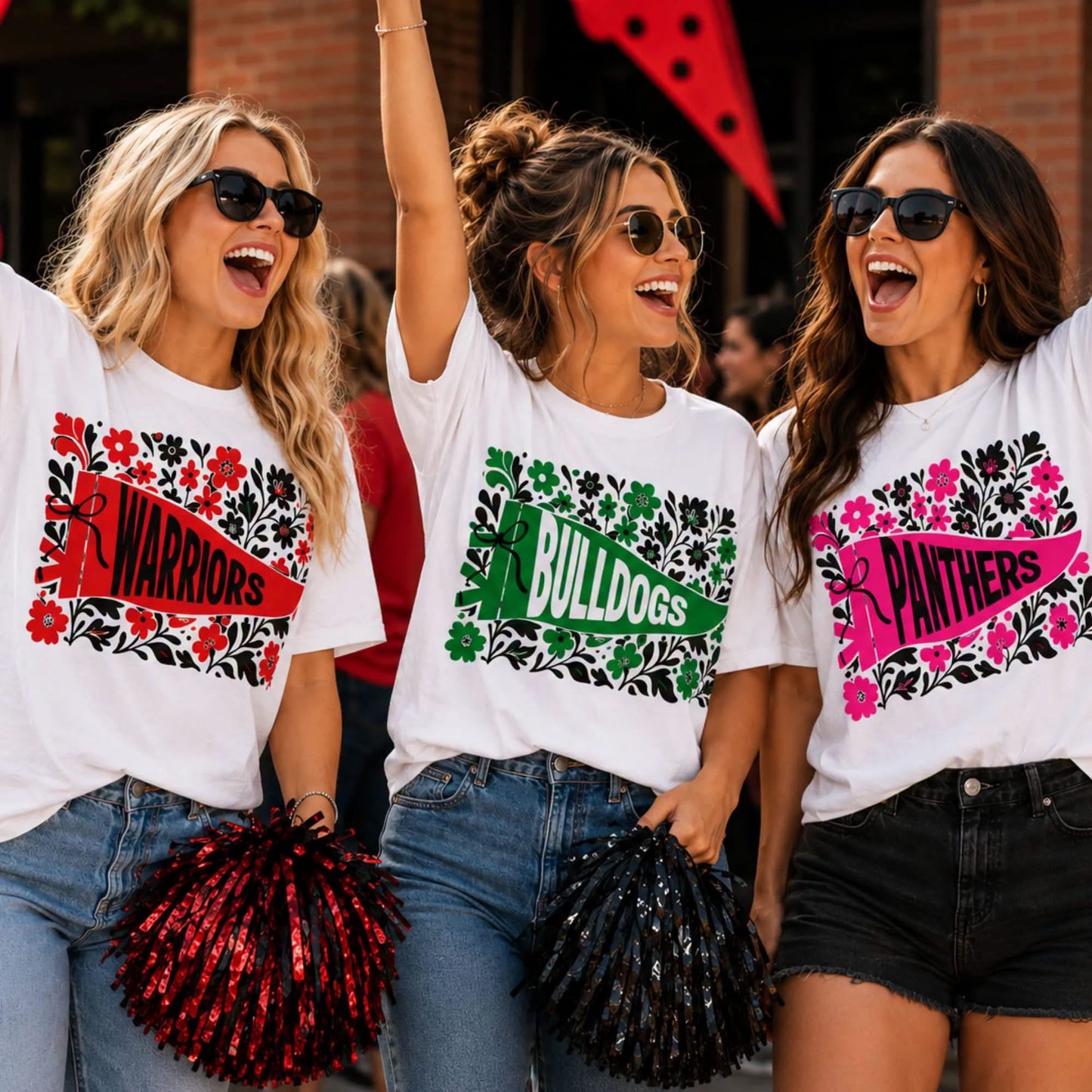 Pre-Order: Custom Floral Mascot Pennant Tee
