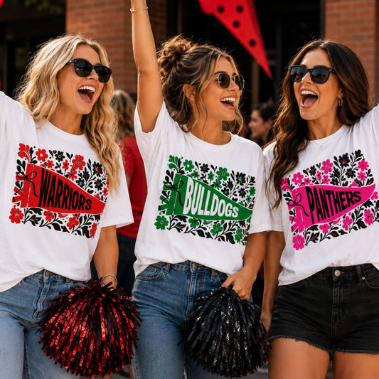 Pre-Order: Custom Floral Mascot Pennant Tee