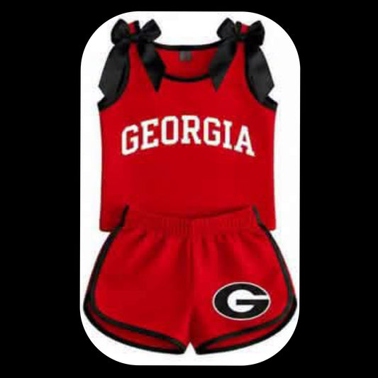 Pre-Order: Yoga Tank & Shorts Set Georgia Bulldogs Red