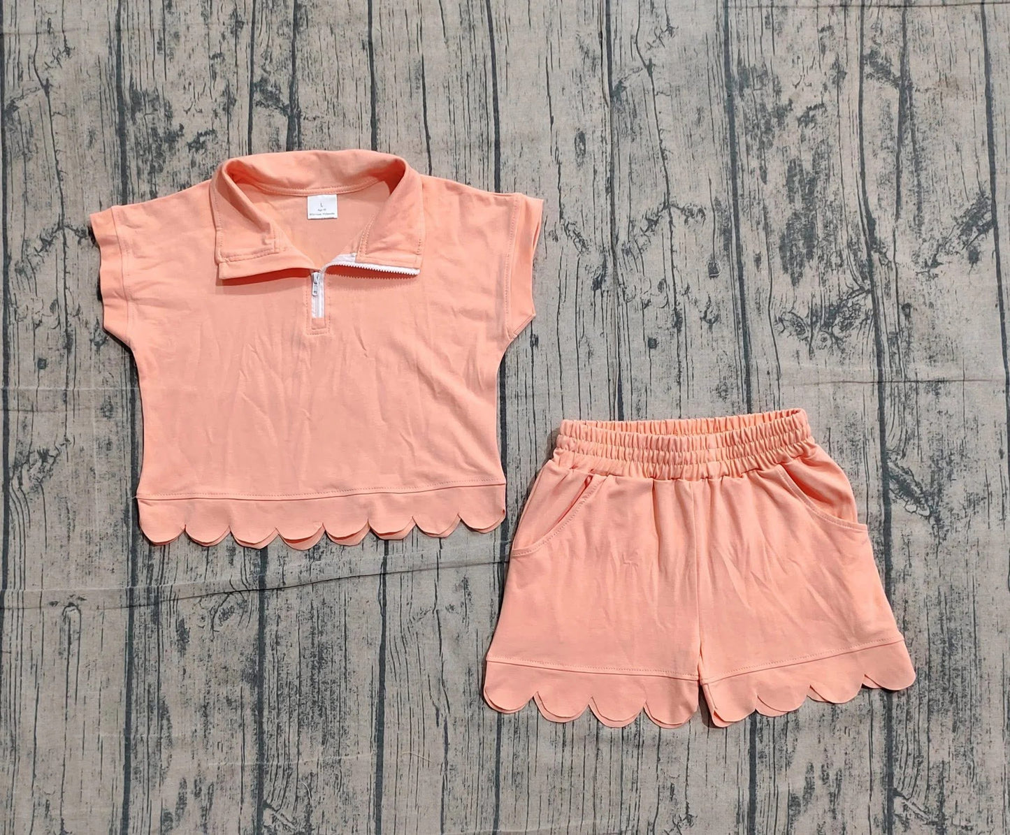 Pre-Order: Scalloped Zipper Pullover & Short Set