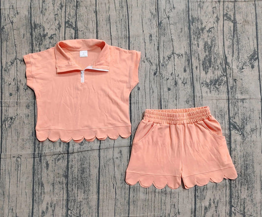 Pre-Order: Scalloped Zipper Pullover & Short Set