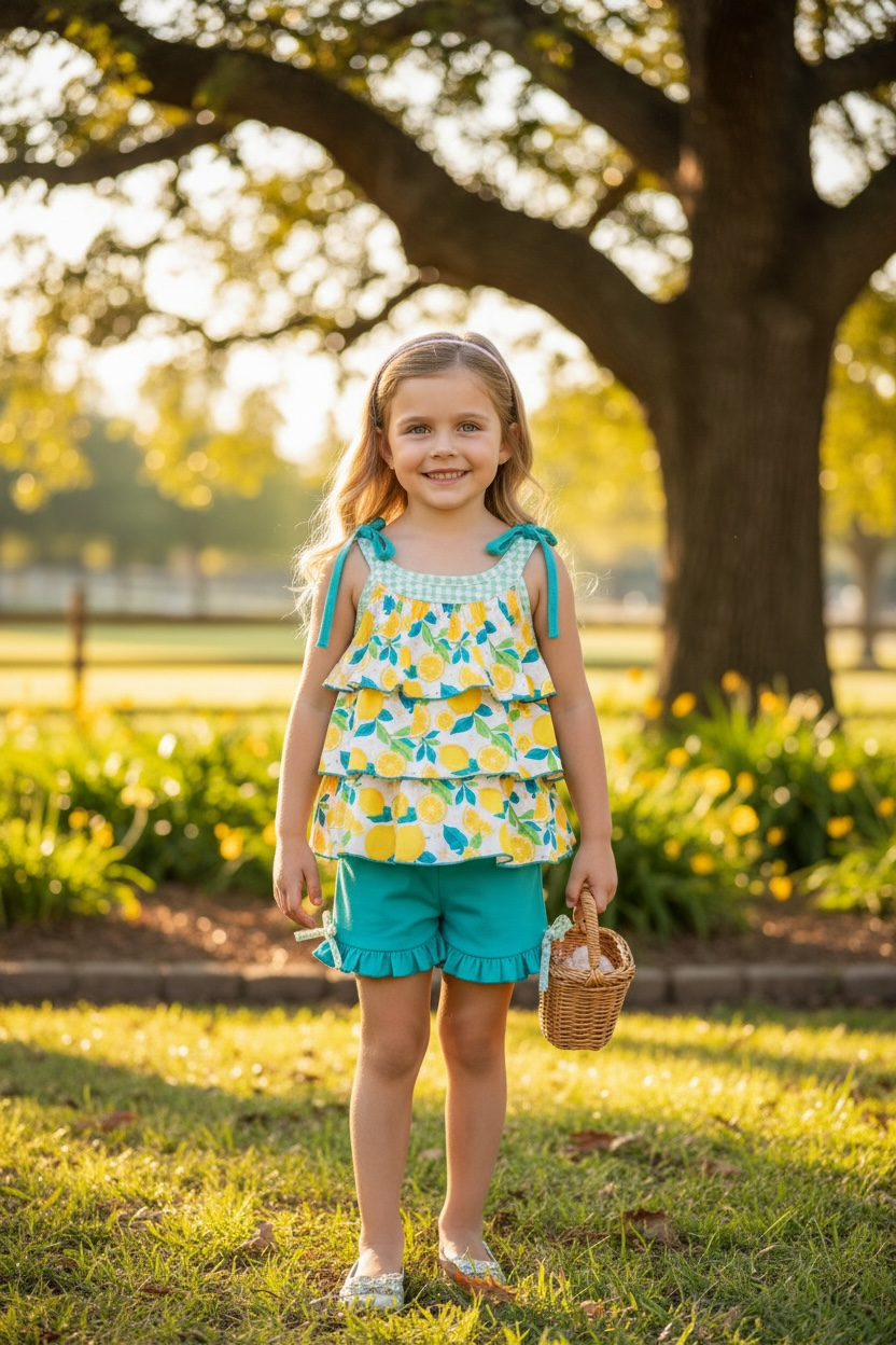 Ready to Ship: Lemon Tiered Tunic w/Shorts - Salt Threads