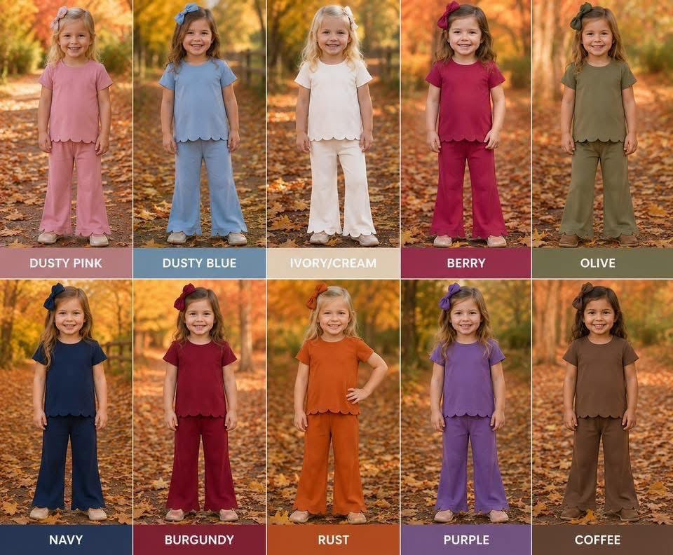 Pre-Order: Fall Scallop Pant Sets