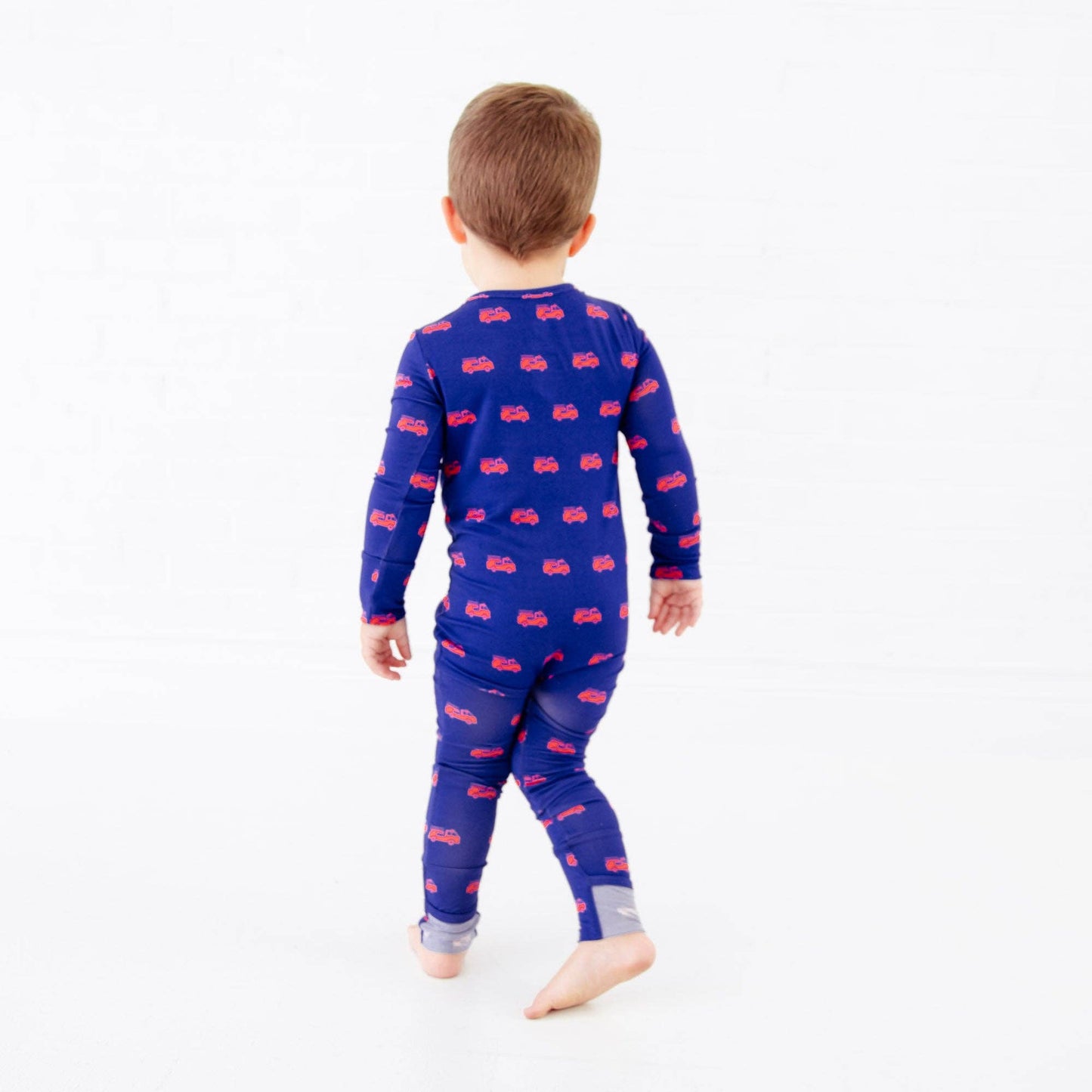 Hometown Heroes Firetruck Baby Bamboo Convertible Footie - Navy {RTS}