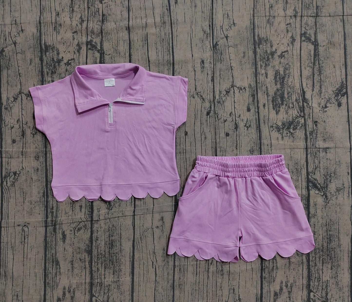 Pre-Order: Scalloped Zipper Pullover & Short Set