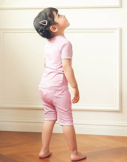 Berry Pink Bamboo Stitch Short Sleeve PJs {RTS}