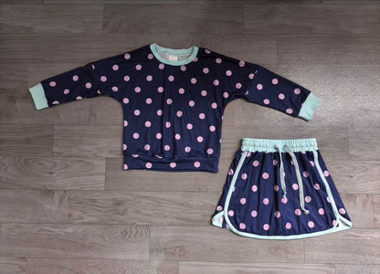 Pre-Order: Polka Dot Long Sleeve and Skort Set