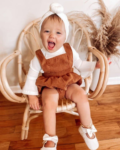 Dolly Suspender Bubble Romper - Praline Corduroyj