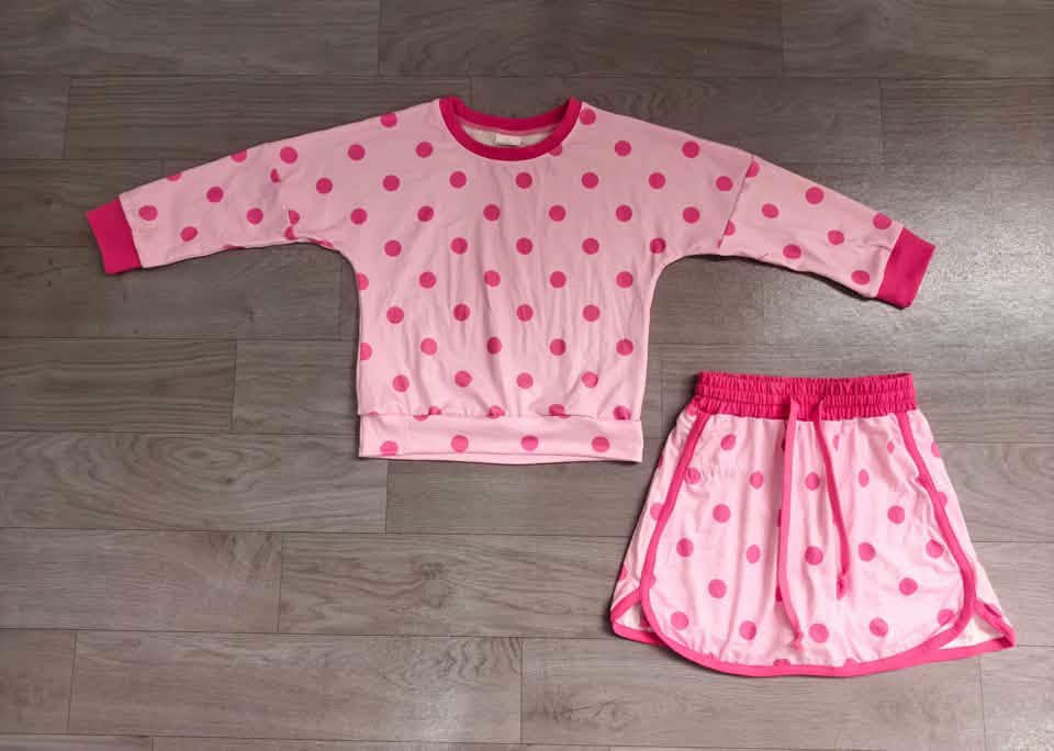 Pre-Order: Polka Dot Long Sleeve and Skort Set