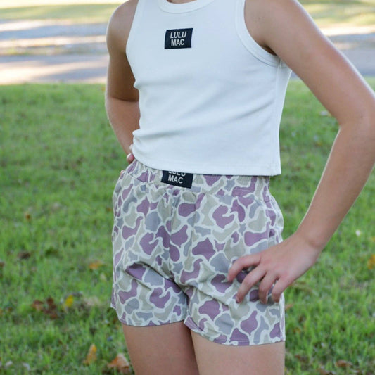 Ready to Ship: Lulu Mac Light Camo KIDS SHORTS - Salt Threads