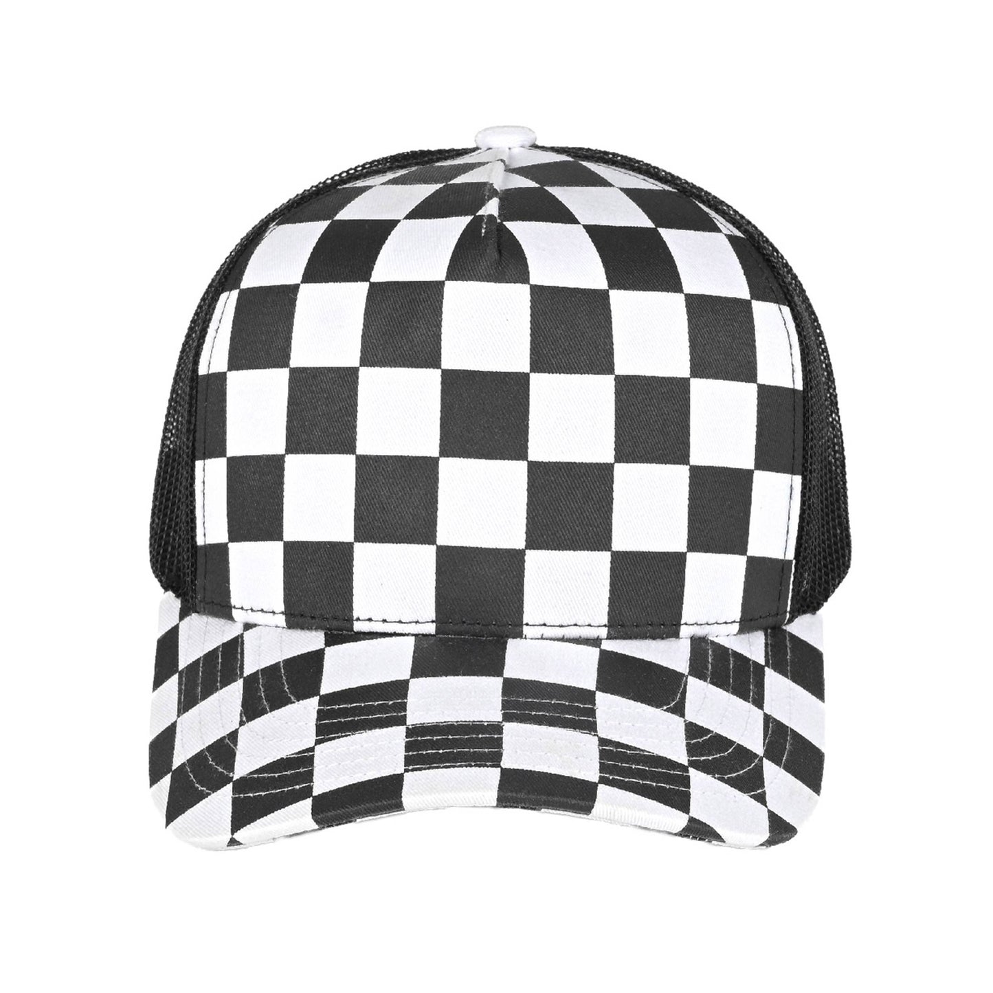 C.C Kids Junior Checkered Pattern Mesh Back Trucker Hat