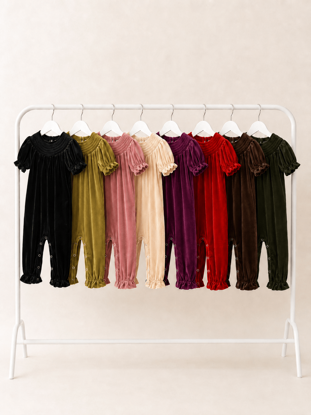 Ready to Ship: Classic Smocked Holiday Velvet Infant Romper