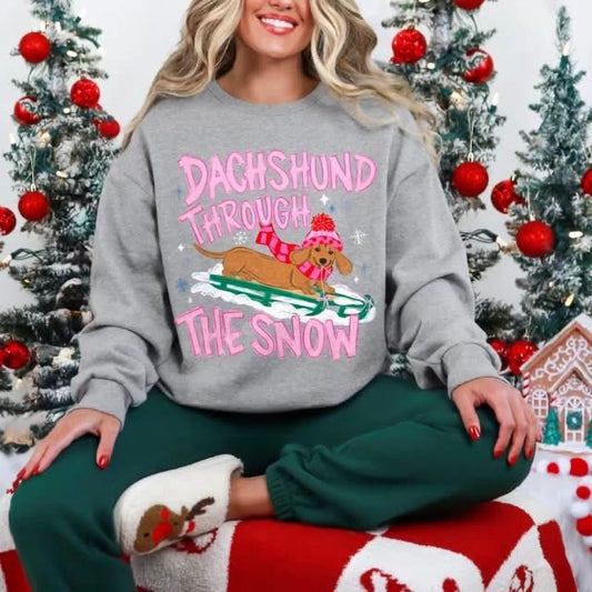 Pre-Order: Dachshund Through The Snow Tee or Crew