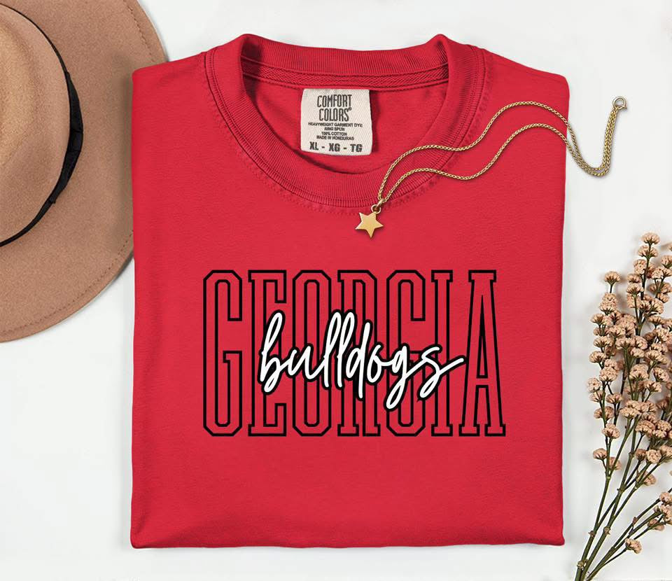 Pre-Order: School Spirit Mascot Tee Georgia Bulldogs on Red