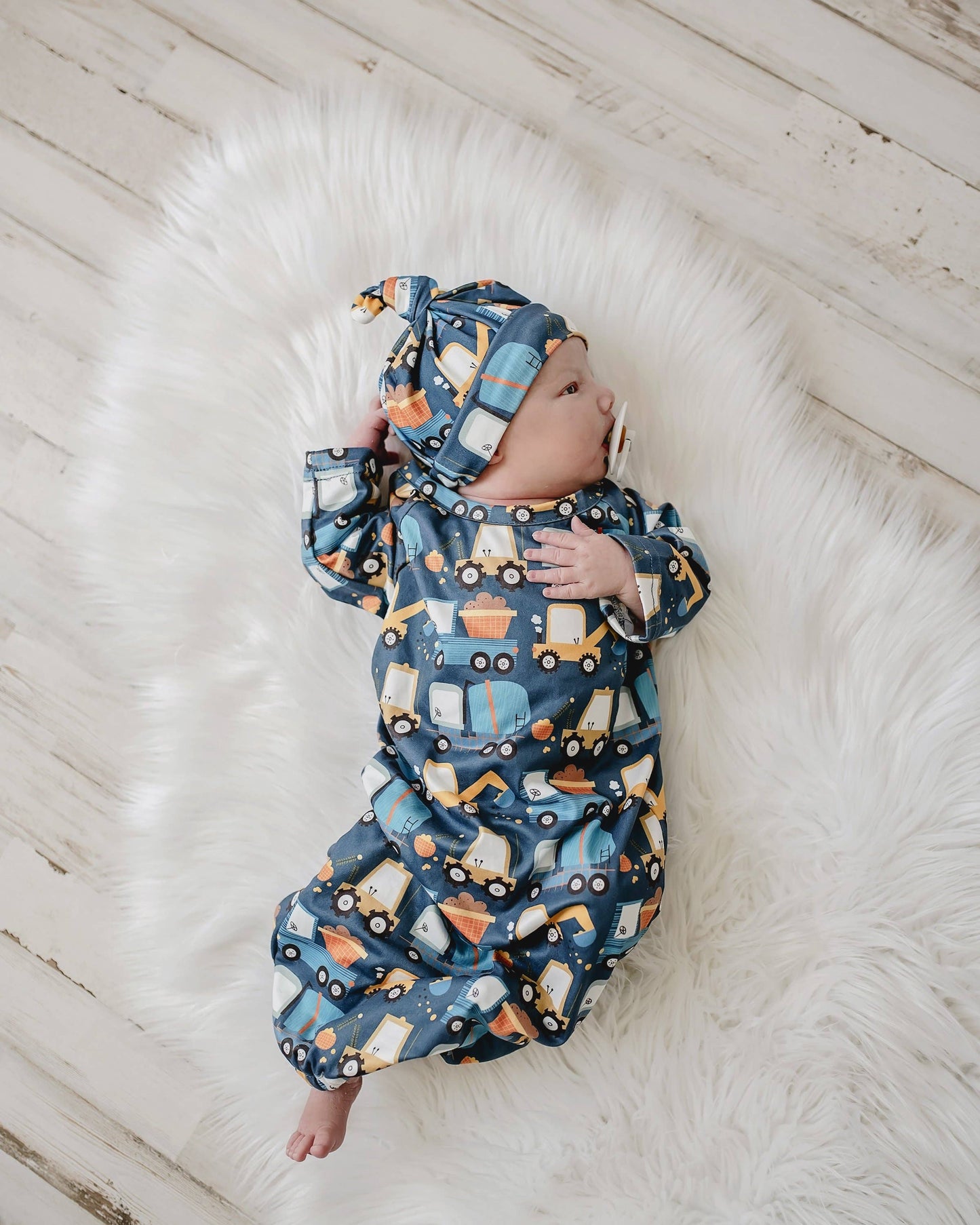 Truck Baby Gown and Hat Set {RTS}