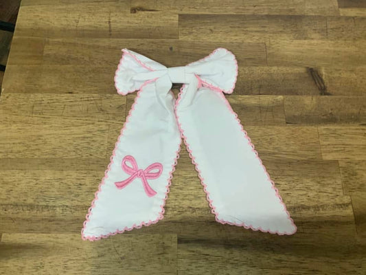 White Bow with Pink Bow Detail {RTS}