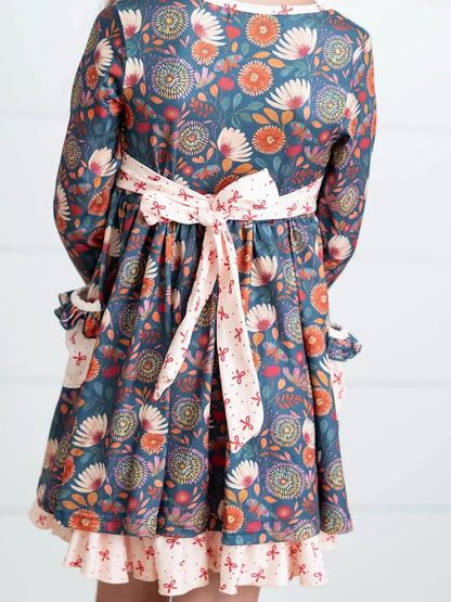 Pre-Order: Fall Floral Bow Tie Dress