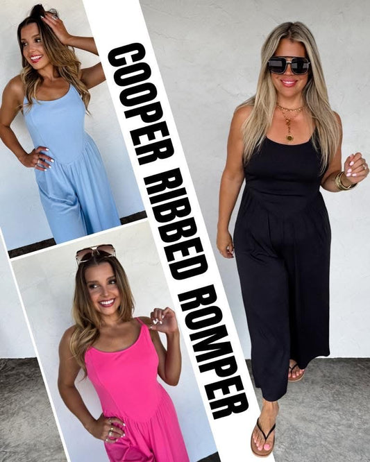 Ready to Ship: Cooper Ribbed Romper - BLACK