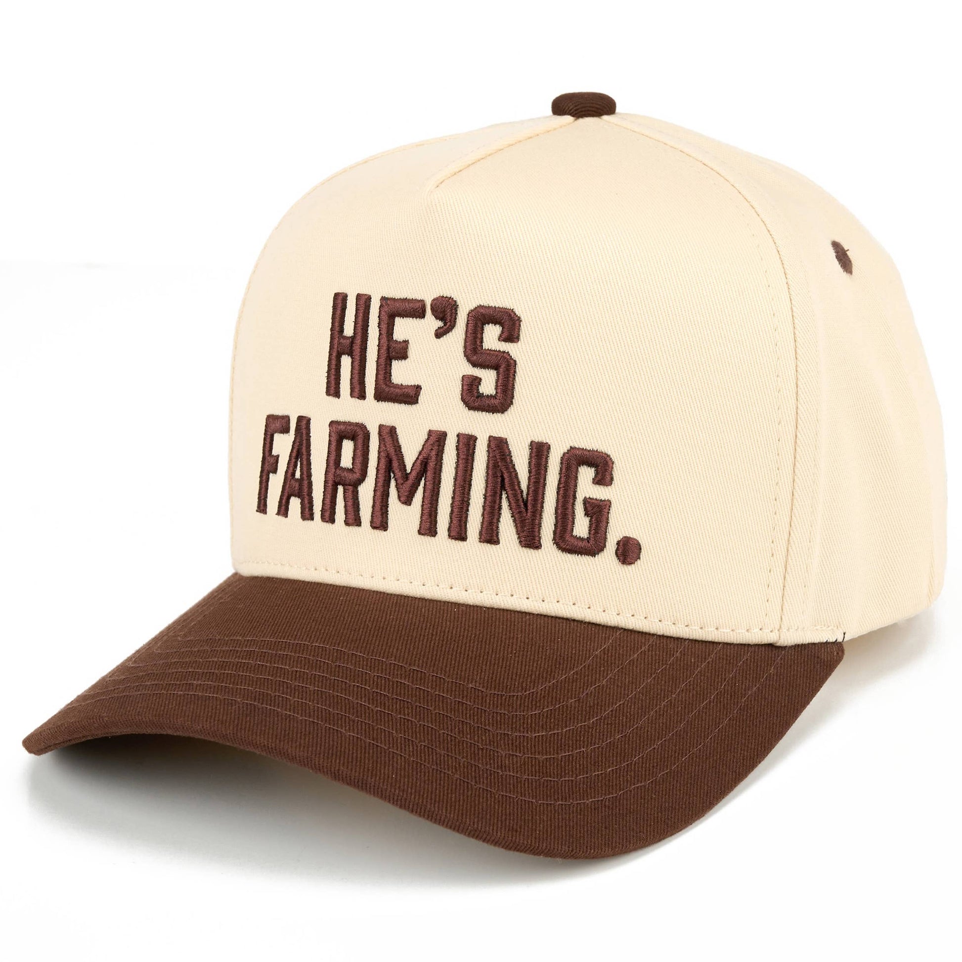 C.C HE'S FARMING Letter Embroidered Two Tone Trucker Hat - Salt Threads