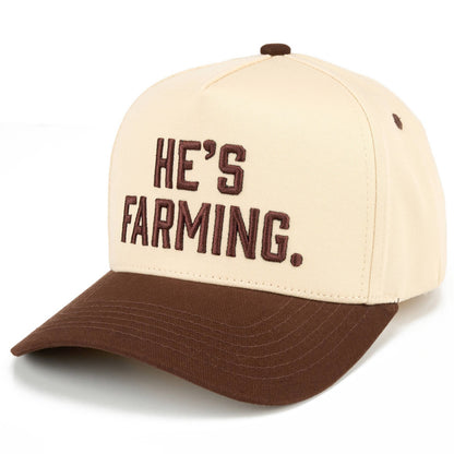 C.C HE'S FARMING Letter Embroidered Two Tone Trucker Hat - Salt Threads