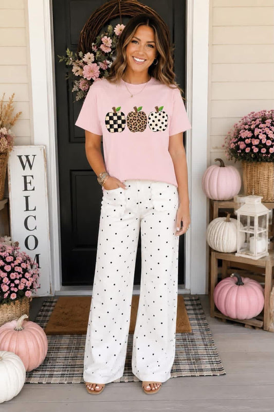 Pre-Order: Checkered Leopard Dot Apple Tee