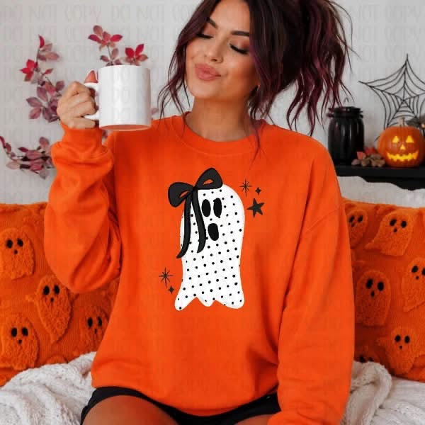 Pre-Order: Polka Dot Bow Ghost Tee or Crew