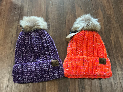 Fuzzy Lined Confetti Knit Fur Pom C.C. Beanie - Salt Threads