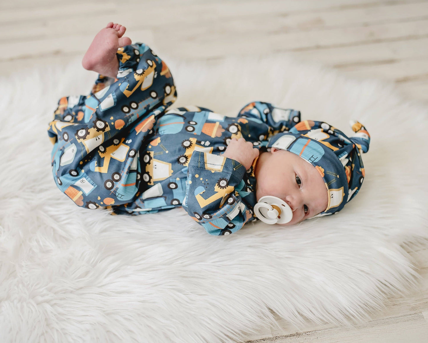 Truck Baby Gown and Hat Set {RTS}