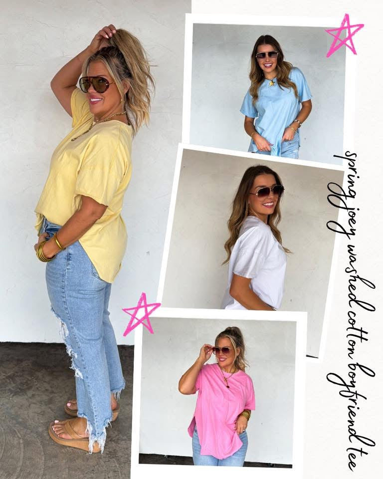 Pre-Order: Spring Joey Washed Cotton Boyfriend Tee - Salt Threads