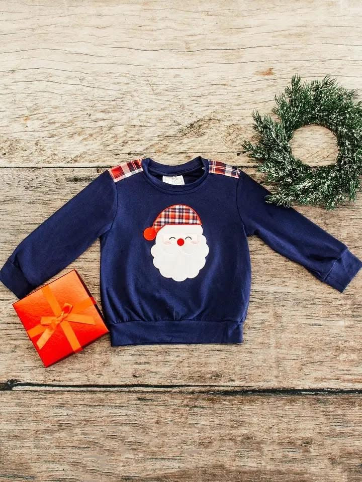 Pre-Order: Navy Plaid Santa