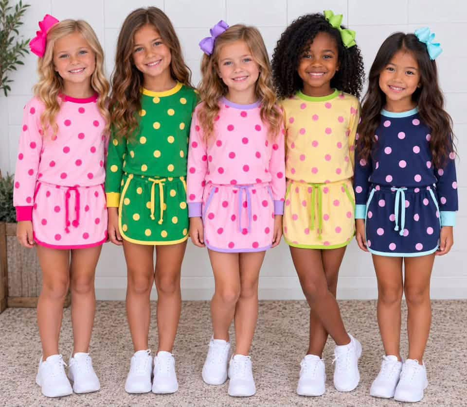 Pre-Order: Polka Dot Long Sleeve and Skort Set