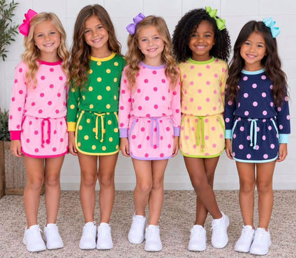 Pre-Order: Polka Dot Long Sleeve and Skort Set