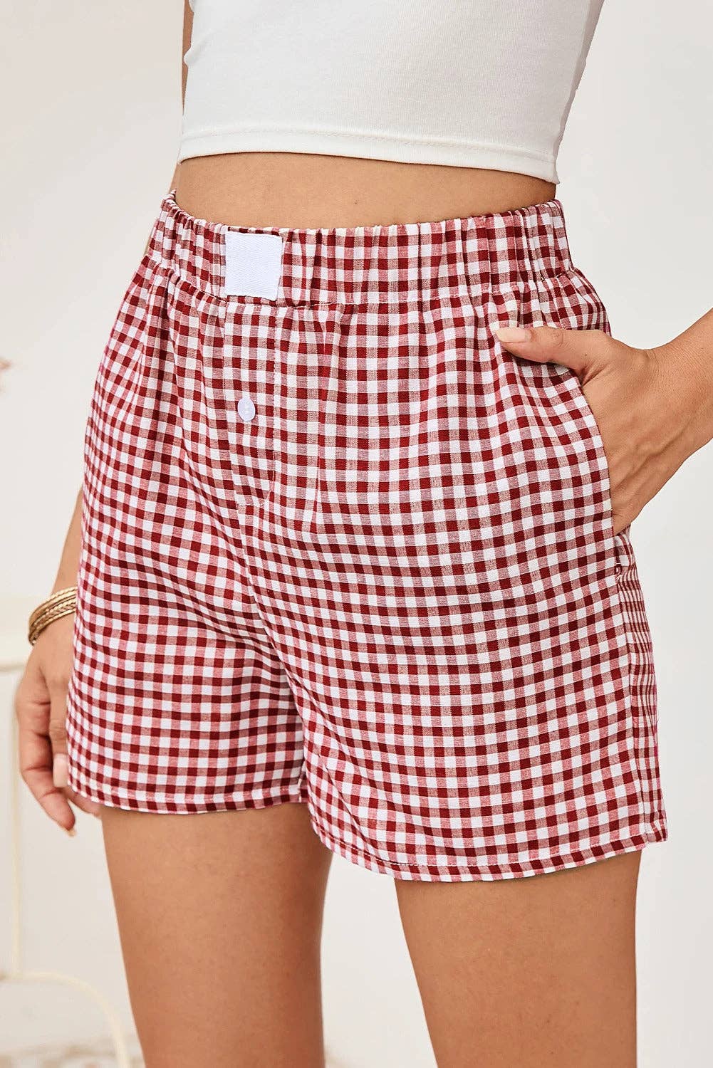 Ready to Ship: Gingham Plaid High Waist Summer Shorts