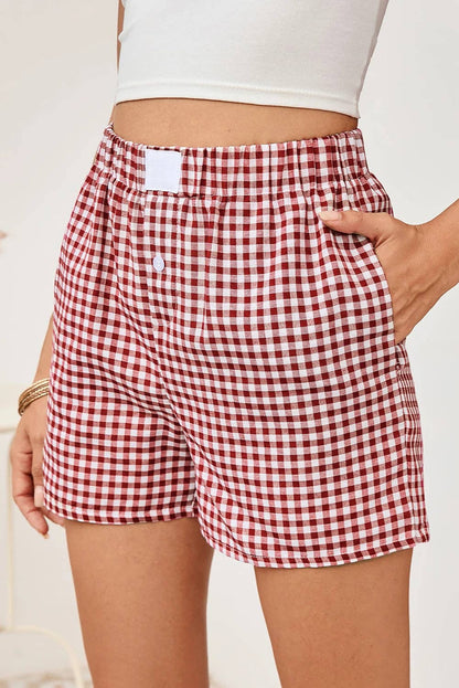 Ready to Ship: Gingham Plaid High Waist Summer Shorts