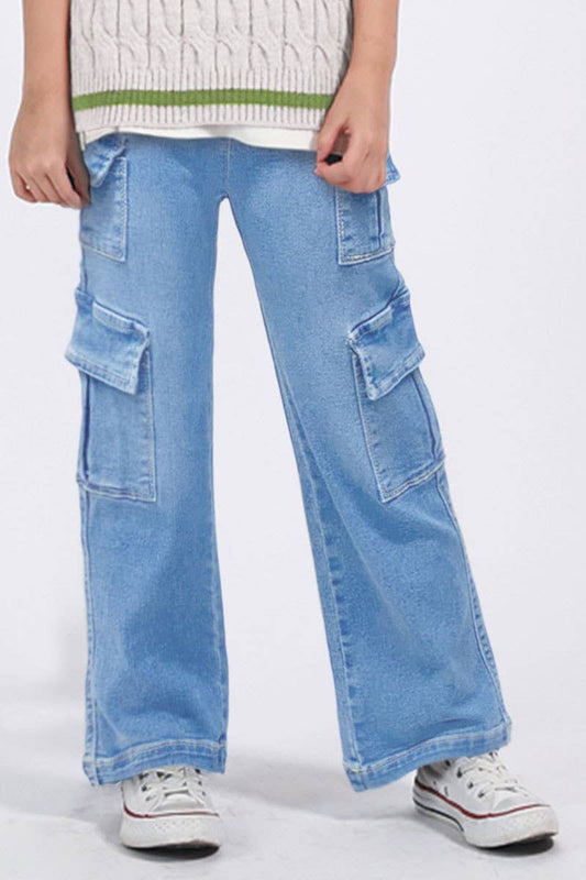 Girl's Denim Jeans w/ 4 Cargo Pockets {RTS}