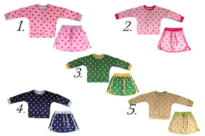 Pre-Order: Polka Dot Long Sleeve and Skort Set