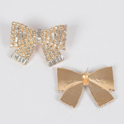 Ribbon Shape Rhinestone Earrings